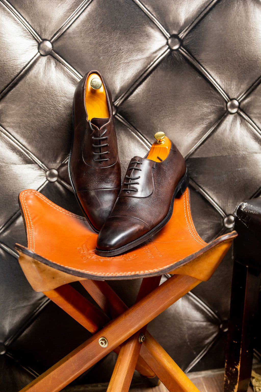 Men's Easy Hand-Burnished Cap-Toe Leather Oxfords - Dark Brown
