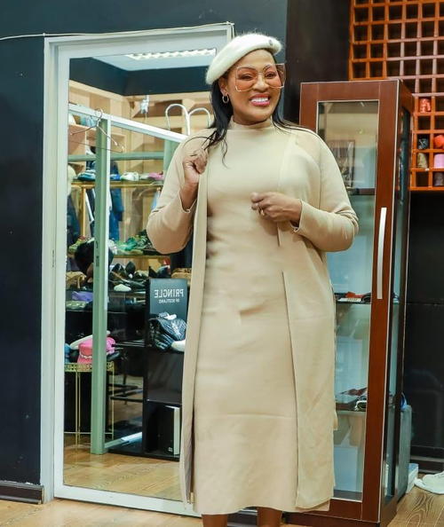 Beige Knitted long Sleeved Two-Piece Dress