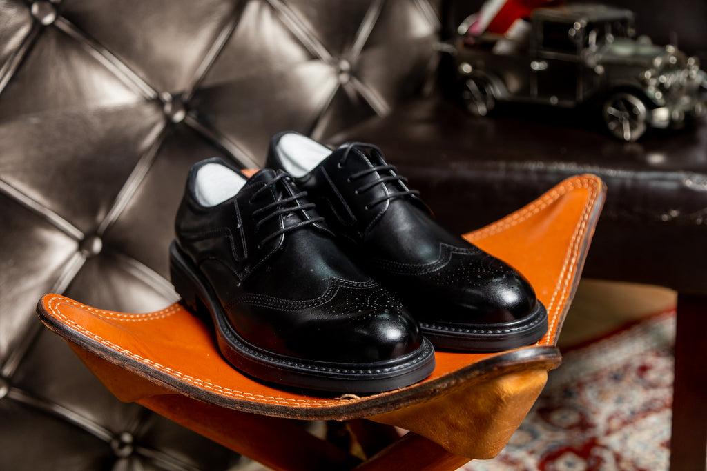Black Leather Men’s wingtip Brogue Dress Shoes