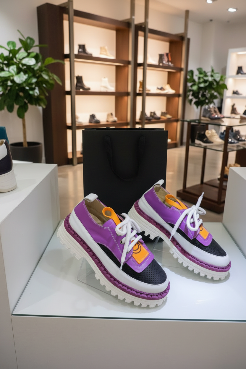 Tuscany Leather Purple Black Ladies Sneakers