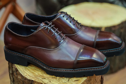 Men's Brown Real Leather Lace-up Oxford Shoes