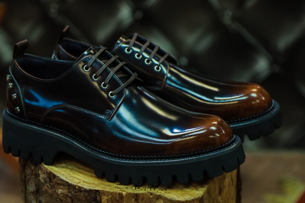 Men's Real Leather Derby Lace Up Shoes