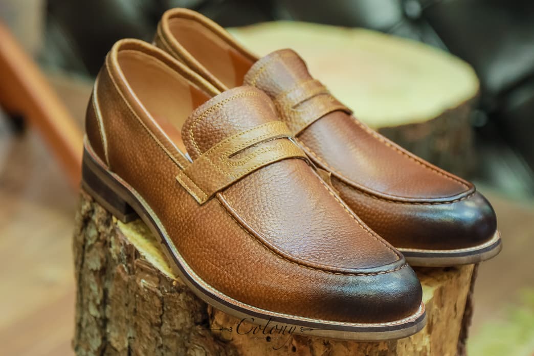 Men's Mustard Genuine Leather Penny Loafers