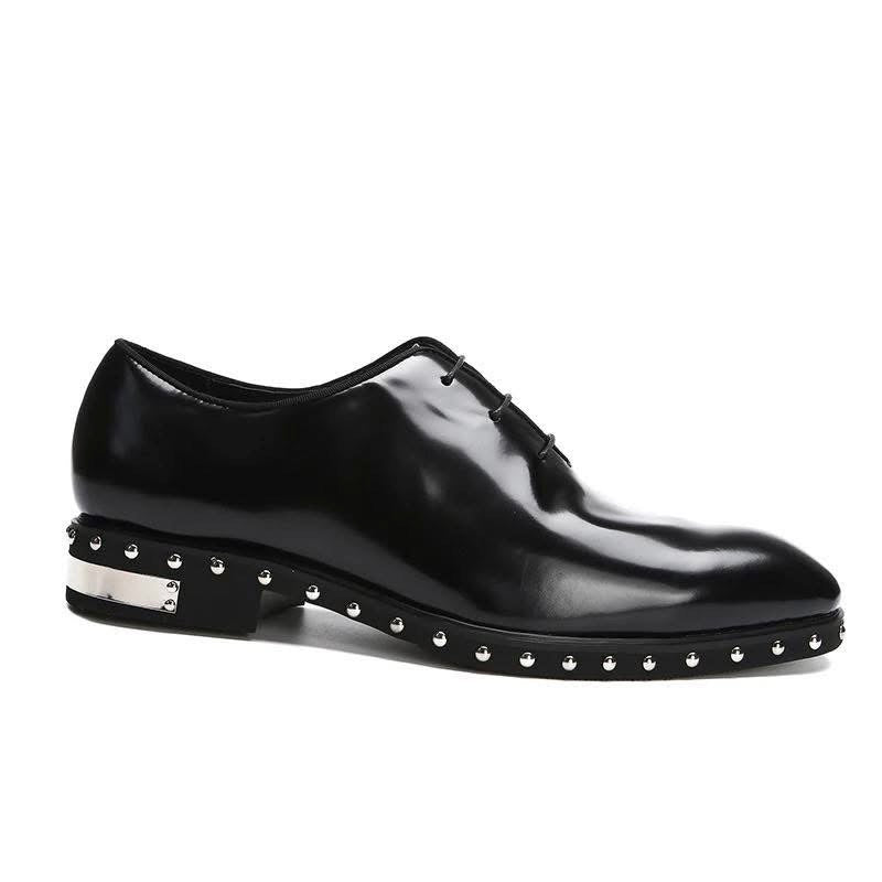 Men's Real Leather Rivets Lace Up Oxford Shoes