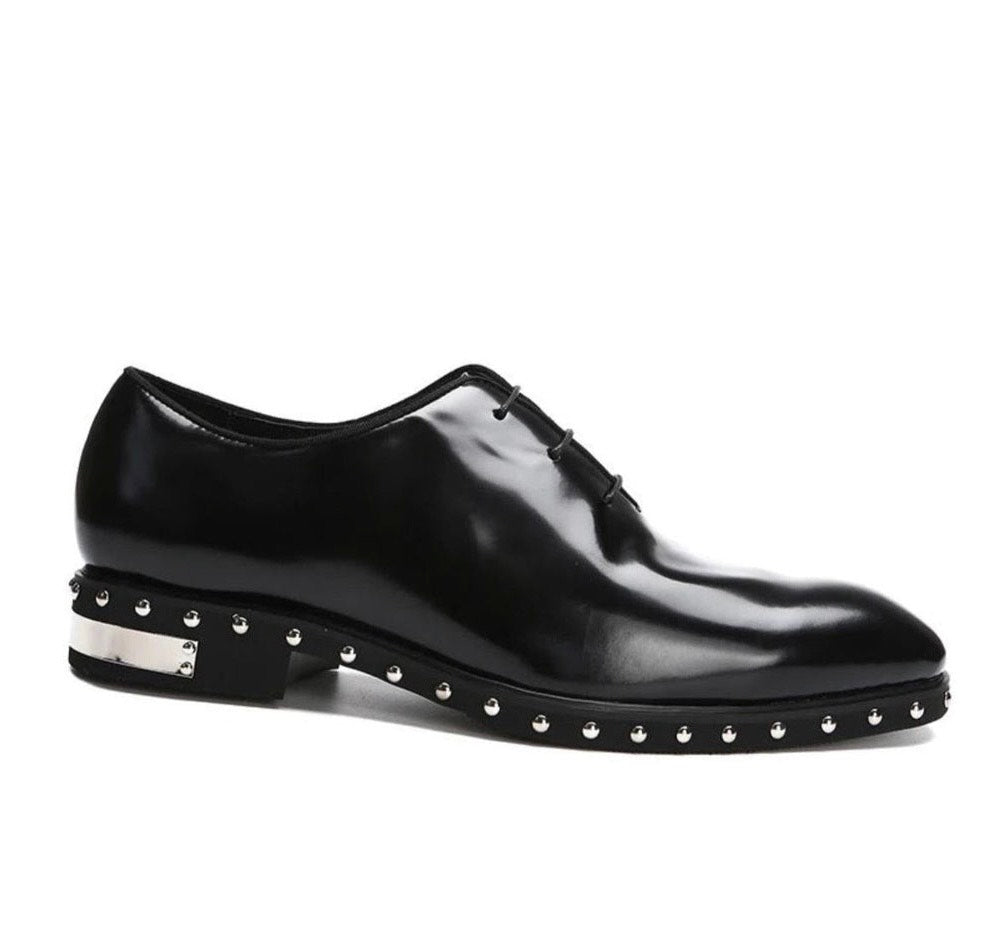 Men's Real Leather Rivets Lace Up Oxford Shoes