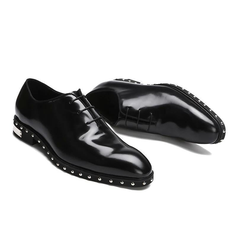 Men's Real Leather Rivets Lace Up Oxford Shoes