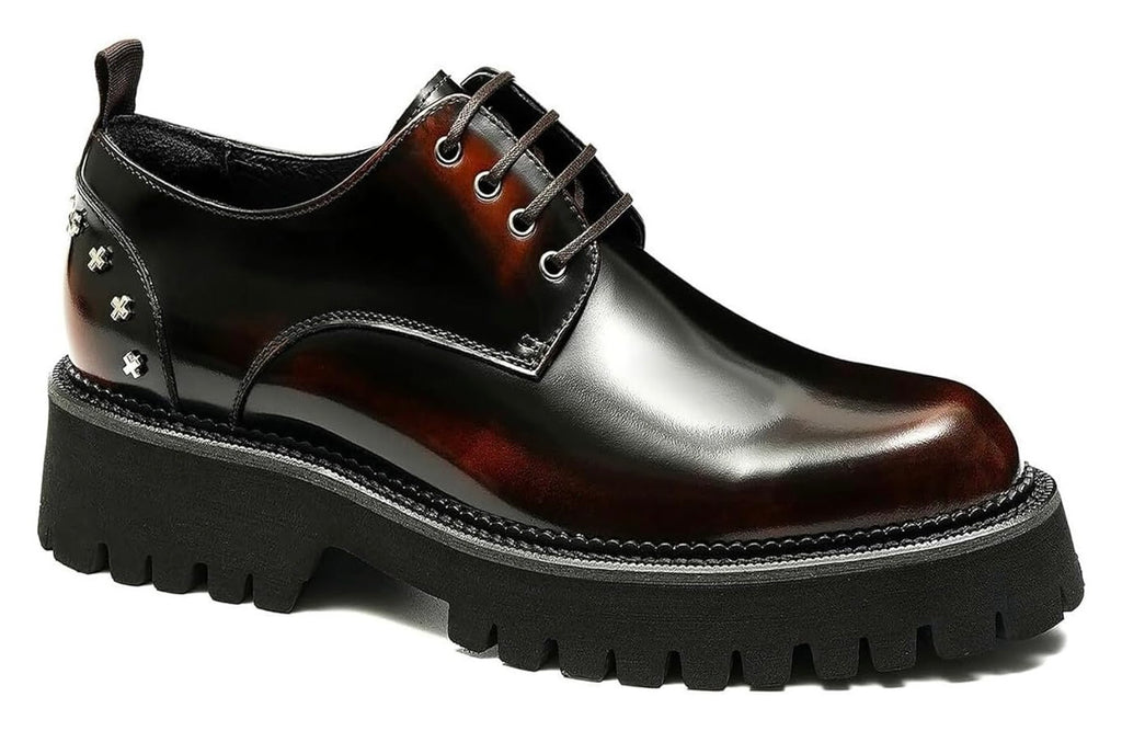 Men's Real Leather Derby Lace Up Shoes